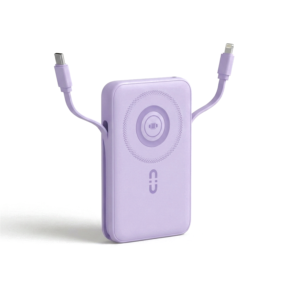 Sekage Power Bank purple - cables out