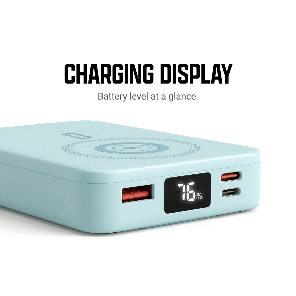 Sekage Power Bank sky blue - display